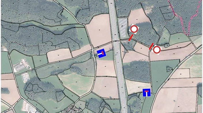 Bild mit dem gesperrten Abschnitt an der Autobahn.